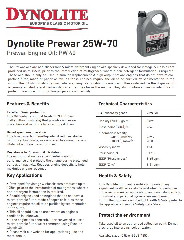 Dynolite 25W-70 engine oil