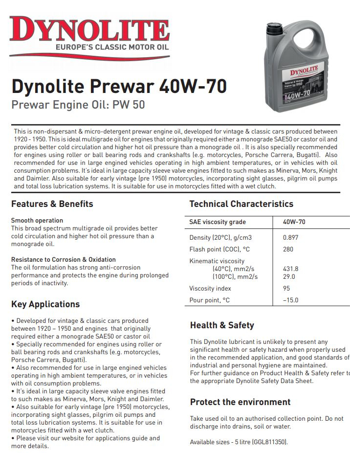 Dynolite 40W-70 engine oil